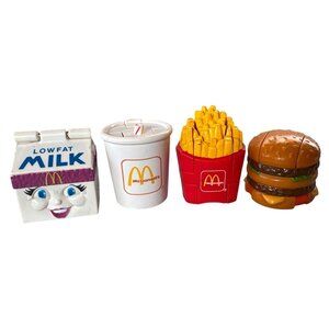Vintage McDonalds Happy Meal Food Transformers Set Burger Fries Milk Soda 1990s